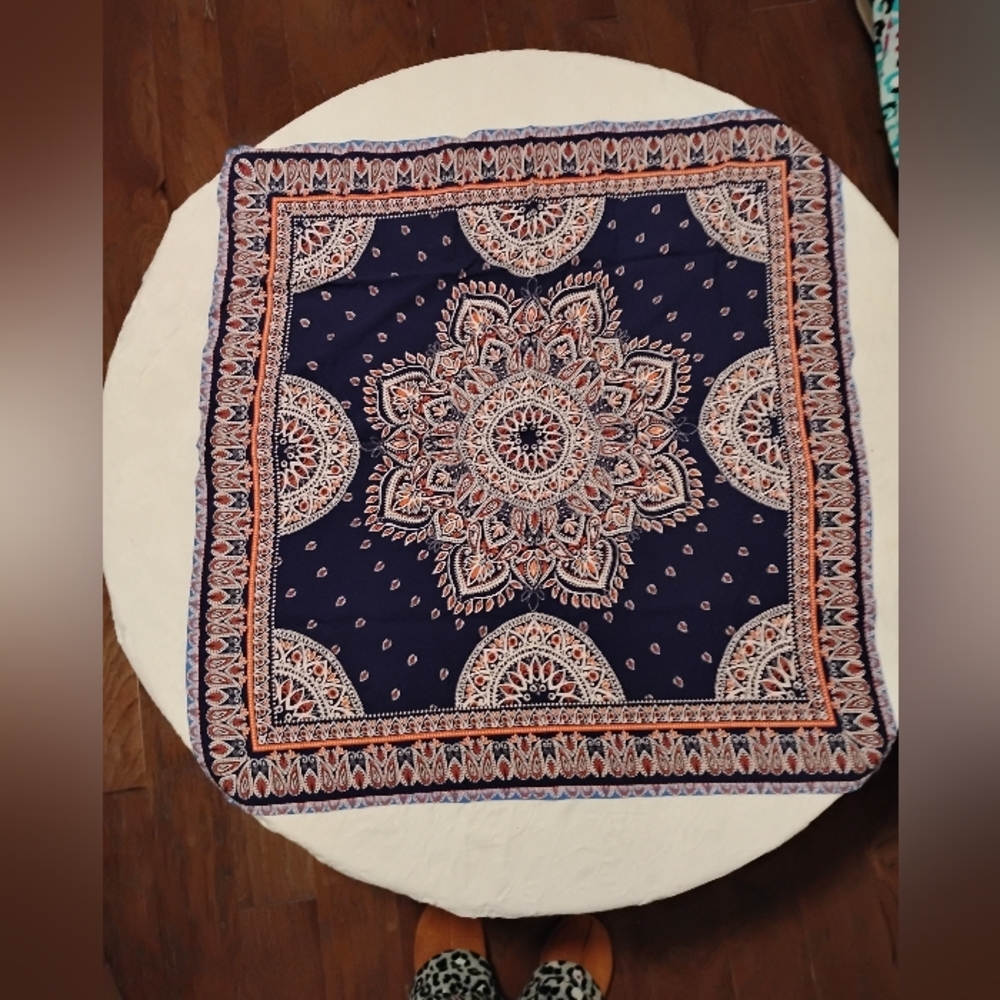 Navy and Red Paisley Scarf